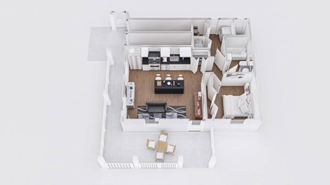 Floor plan for 1 bed, 1 bath, 647 sqft
